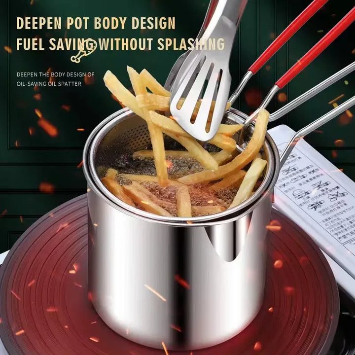 Heavy-Duty Oil Frying Pot with Basket – Crispy, Safe & Easy Cooking 🍟✨